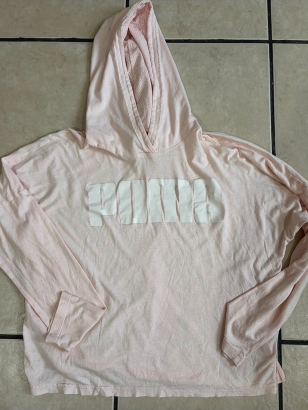 PUMA Light Pink Hooded Long-Sleeve Top